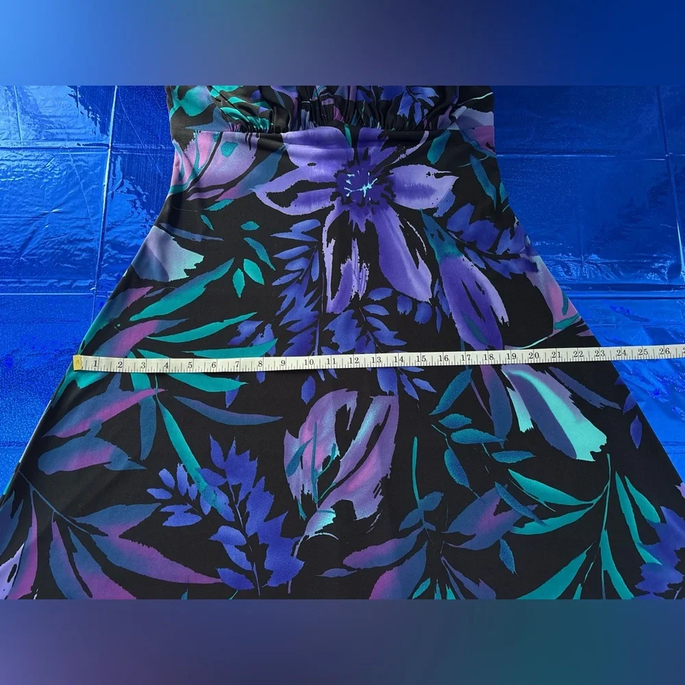 Connected Apparel Black Purple and Blue Floral Dress - Picture 9 of 11